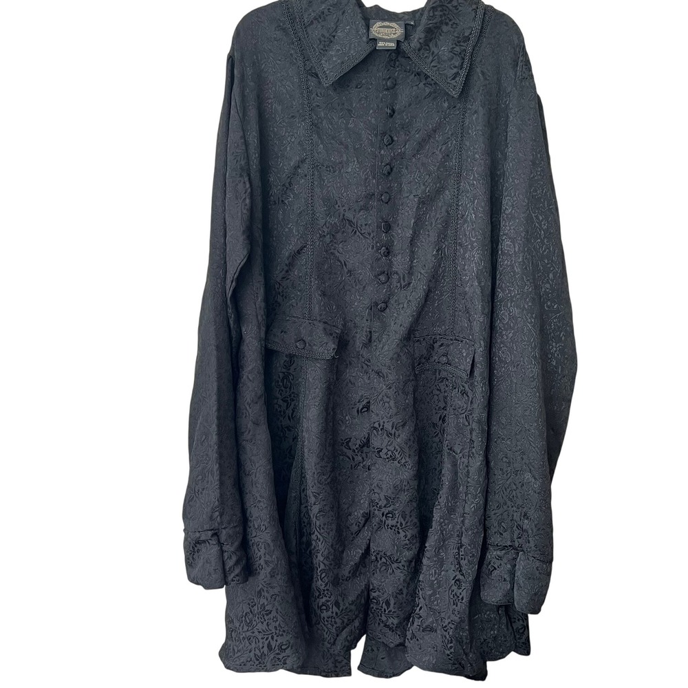 Funhouse NYC Vintage Black Jacquard Duster Jacket Large XL Witchy Gothic Cosplay